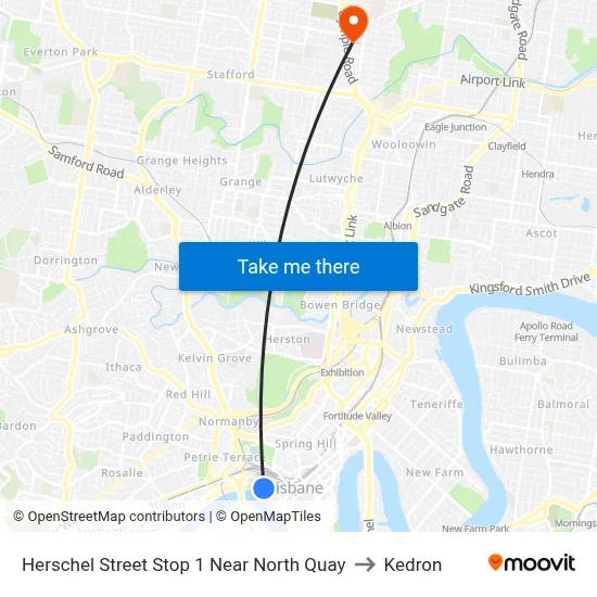 Herschel Street Stop 1 Near North Quay to Kedron map