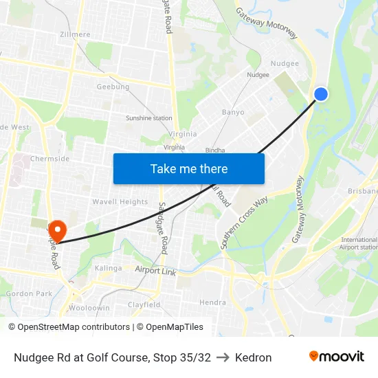 Nudgee Rd at Golf Course, Stop 35/32 to Kedron map