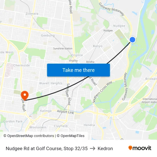 Nudgee Rd at Golf Course, Stop 32/35 to Kedron map