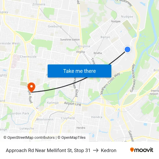 Approach Rd Near Mellifont St, Stop 31 to Kedron map