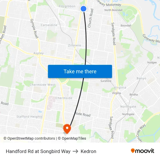 Handford Rd at Songbird Way to Kedron map