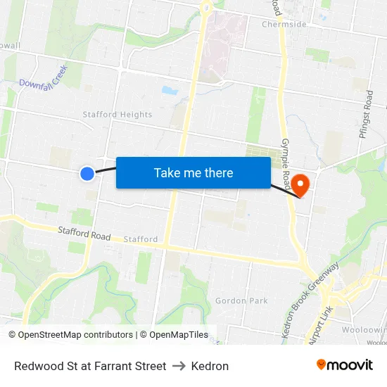 Redwood St at Farrant Street to Kedron map