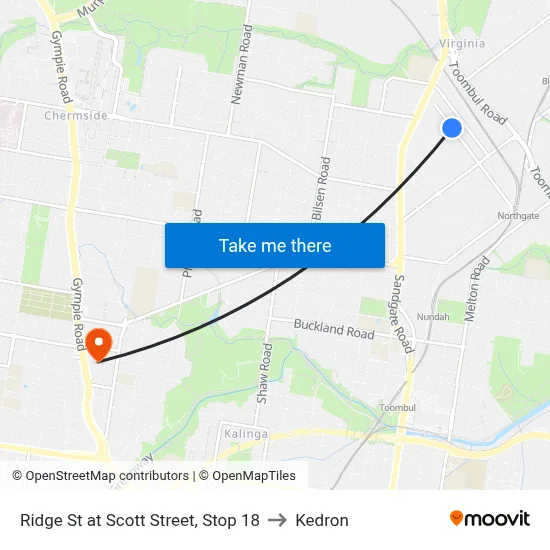 Ridge St at Scott Street, Stop 18 to Kedron map