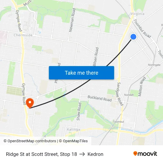 Ridge St at Scott Street, Stop 18 to Kedron map