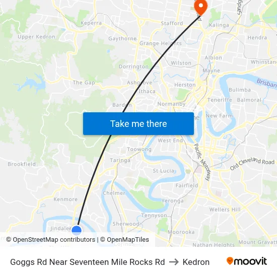 Goggs Rd Near Seventeen Mile Rocks Rd to Kedron map