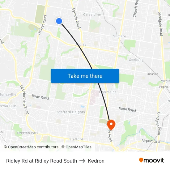 Ridley Rd at Ridley Road South to Kedron map