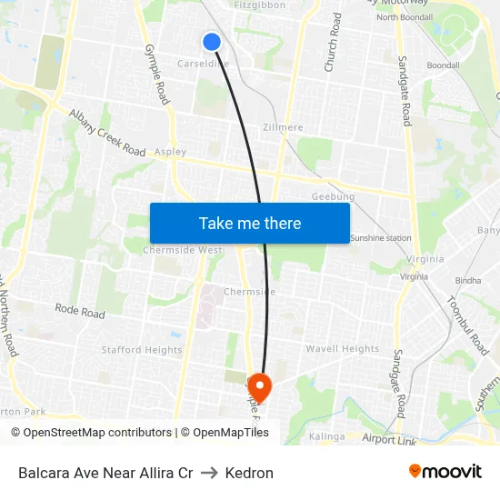 Balcara Ave Near Allira Cr to Kedron map