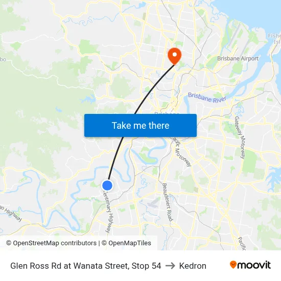 Glen Ross Rd at Wanata Street, Stop 54 to Kedron map
