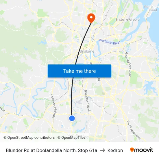 Blunder Rd at Doolandella North, Stop 61a to Kedron map