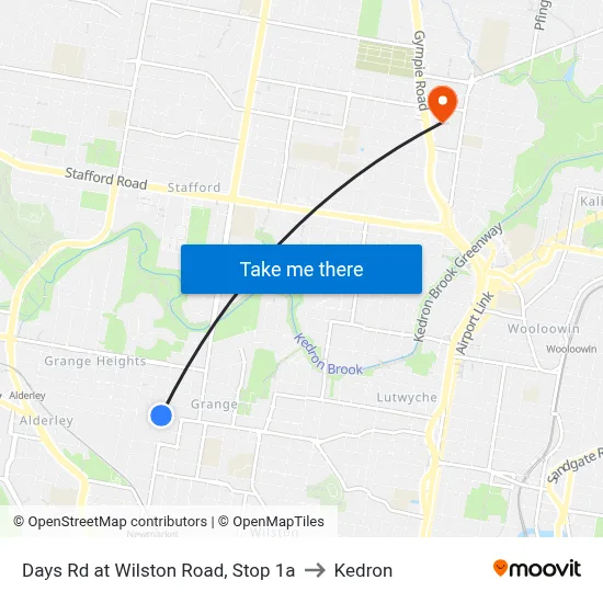 Days Rd at Wilston Road, Stop 1a to Kedron map