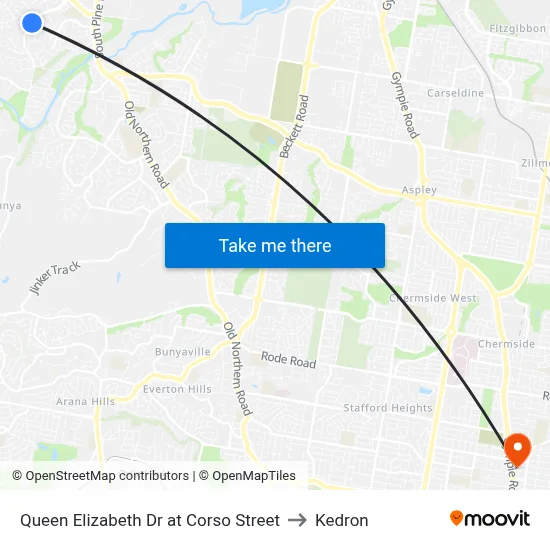 Queen Elizabeth Dr at Corso Street to Kedron map