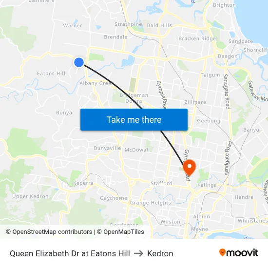 Queen Elizabeth Dr at Eatons Hill to Kedron map