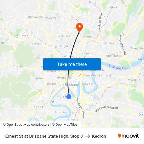 Ernest St at Brisbane State High, Stop 3 to Kedron map