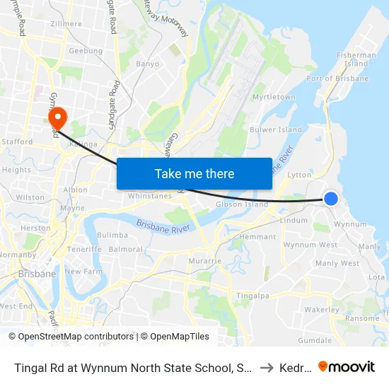 Tingal Rd at Wynnum North State School, Stop 10/5 to Kedron map