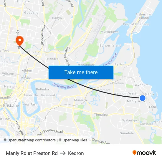 Manly Rd at Preston Rd to Kedron map