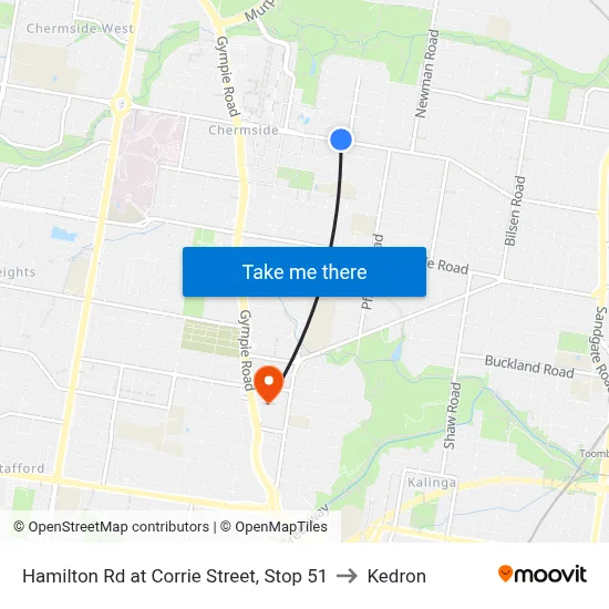Hamilton Rd at Corrie Street, Stop 51 to Kedron map