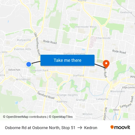 Osborne Rd at Osborne North, Stop 51 to Kedron map