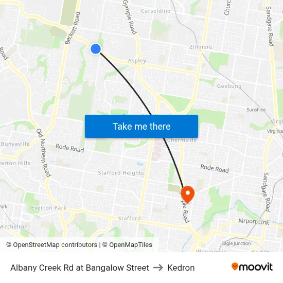 Albany Creek Rd at Bangalow Street to Kedron map