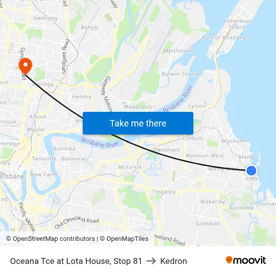 Oceana Tce at Lota House, Stop 81 to Kedron map
