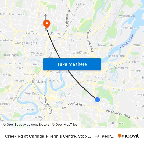Creek Rd at Carindale Tennis Centre, Stop 46 to Kedron map