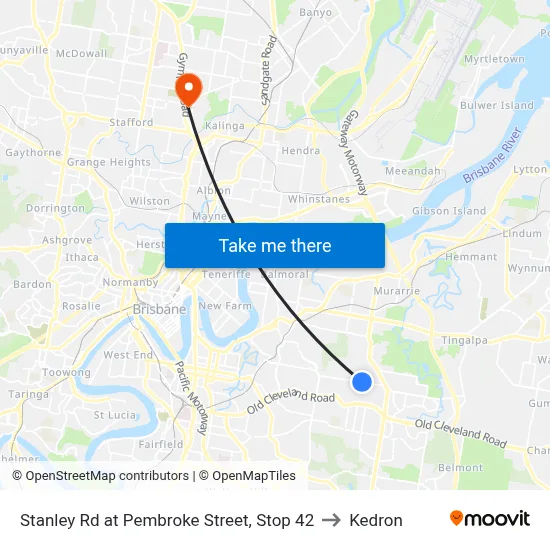 Stanley Rd at Pembroke Street, Stop 42 to Kedron map
