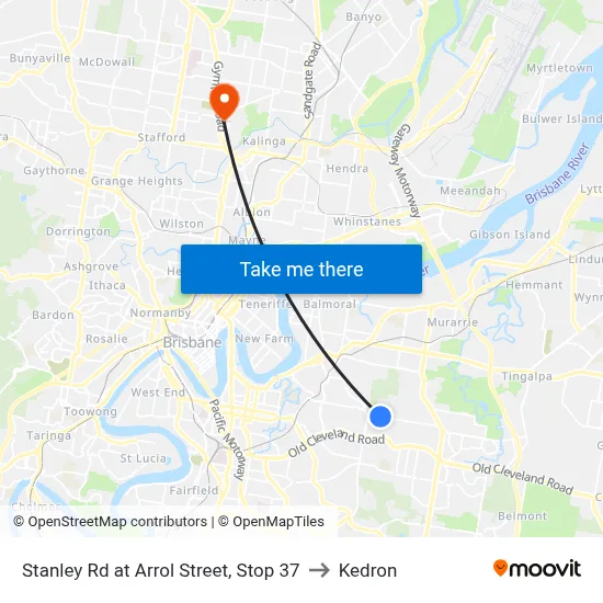 Stanley Rd at Arrol Street, Stop 37 to Kedron map