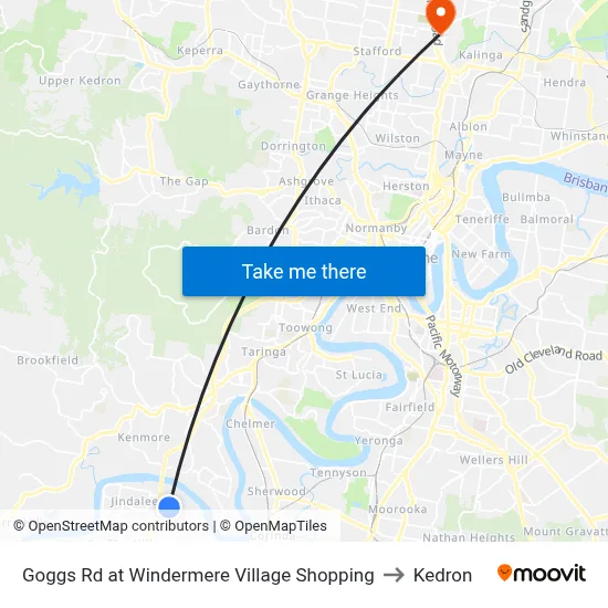 Goggs Rd at Windermere Village Shopping to Kedron map