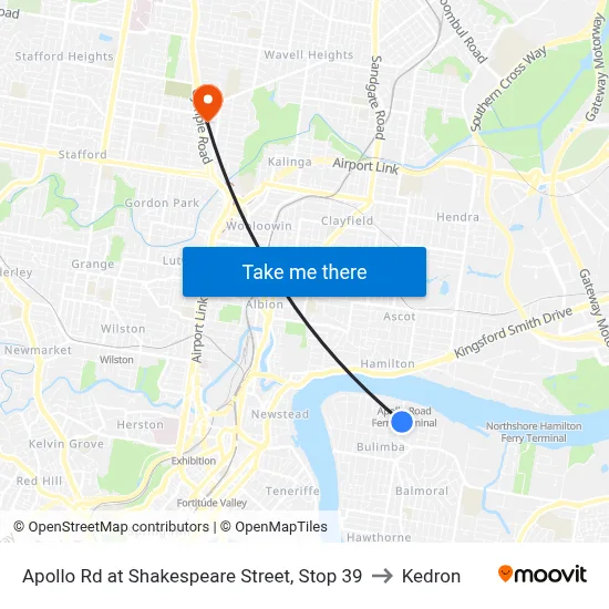 Apollo Rd at Shakespeare Street, Stop 39 to Kedron map