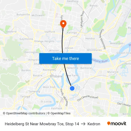 Heidelberg St Near Mowbray Tce, Stop 14 to Kedron map