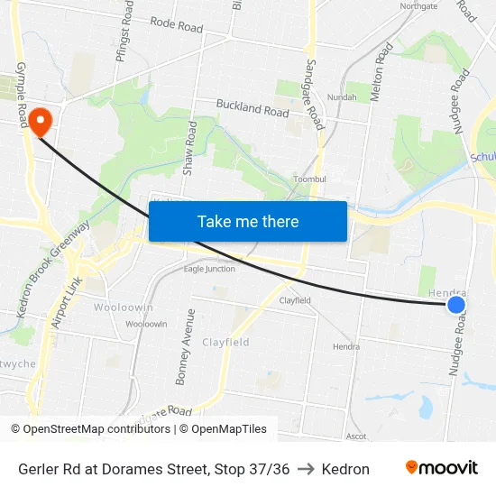 Gerler Rd at Dorames Street, Stop 37/36 to Kedron map