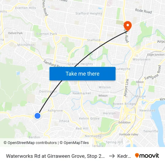 Waterworks Rd at Girraween Grove, Stop 21/22 to Kedron map