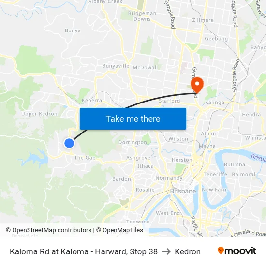 Kaloma Rd at Kaloma - Harward, Stop 38 to Kedron map