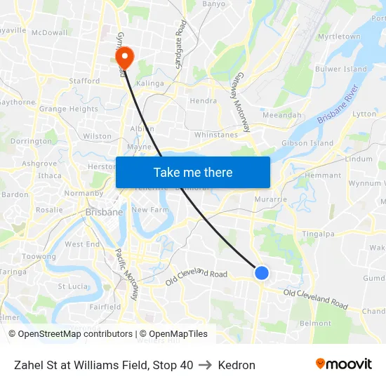 Zahel St at Williams Field, Stop 40 to Kedron map