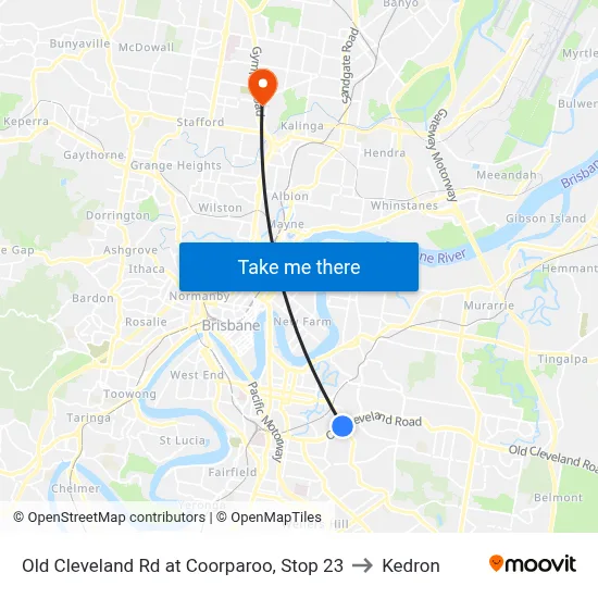Old Cleveland Rd at Coorparoo, Stop 23 to Kedron map