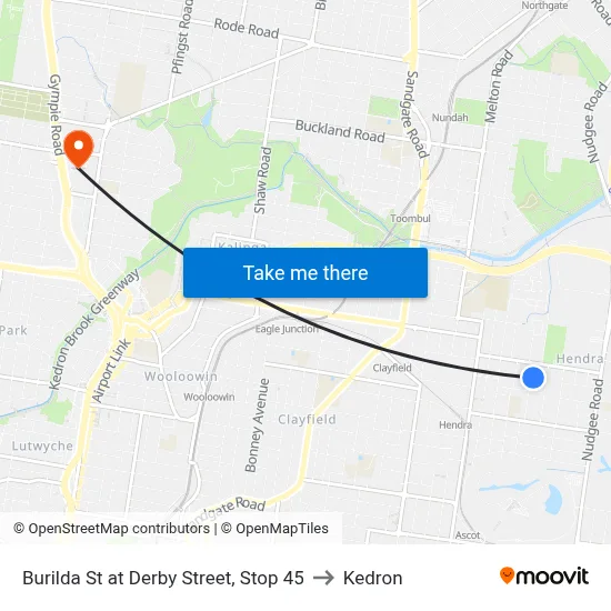 Burilda St at Derby Street, Stop 45 to Kedron map