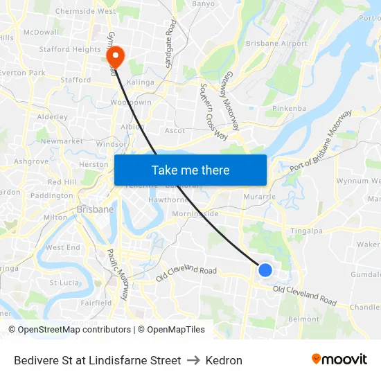Bedivere St at Lindisfarne Street to Kedron map