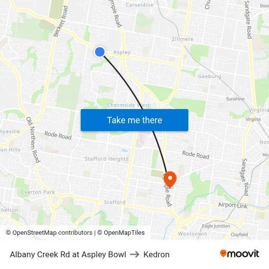 Albany Creek Rd at Aspley Bowl to Kedron map