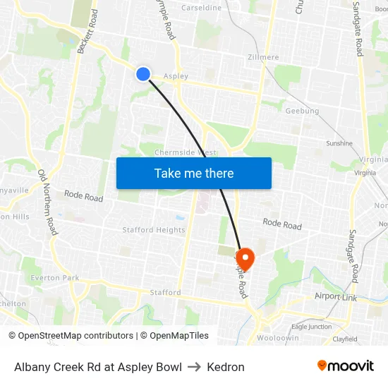 Albany Creek Rd at Aspley Bowl to Kedron map