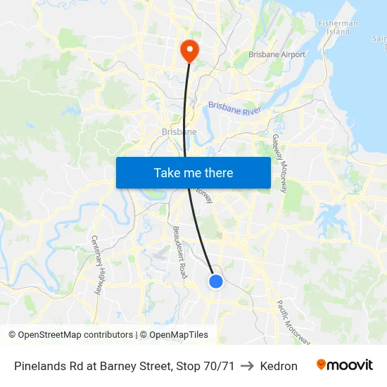Pinelands Rd at Barney Street, Stop 70/71 to Kedron map