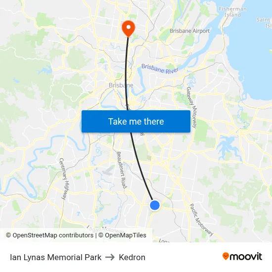 Ian Lynas Memorial Park to Kedron map