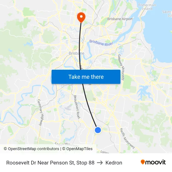 Roosevelt Dr Near Penson St, Stop 88 to Kedron map