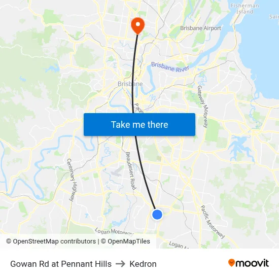 Gowan Rd at Pennant Hills to Kedron map