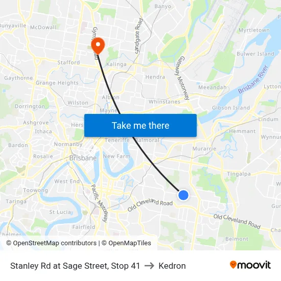 Stanley Rd at Sage Street, Stop 41 to Kedron map