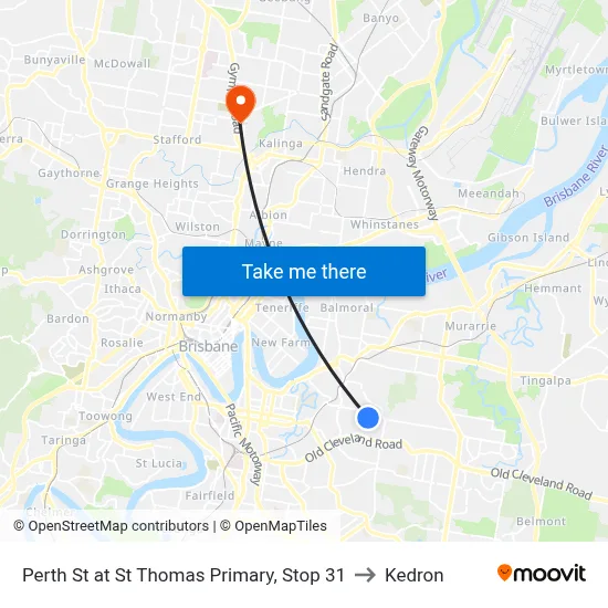 Perth St at St Thomas Primary, Stop 31 to Kedron map