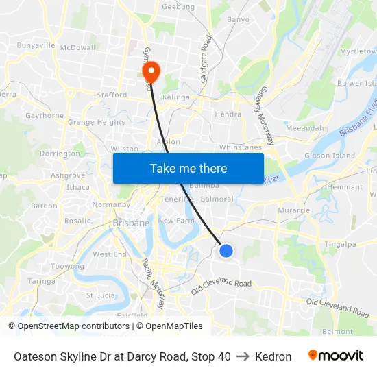 Oateson Skyline Dr at Darcy Road, Stop 40 to Kedron map