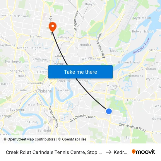 Creek Rd at Carindale Tennis Centre, Stop 46 to Kedron map