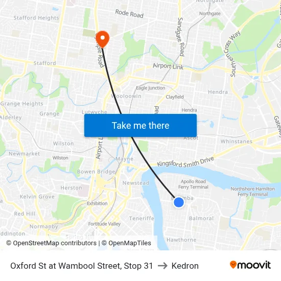 Oxford St at Wambool Street, Stop 31 to Kedron map