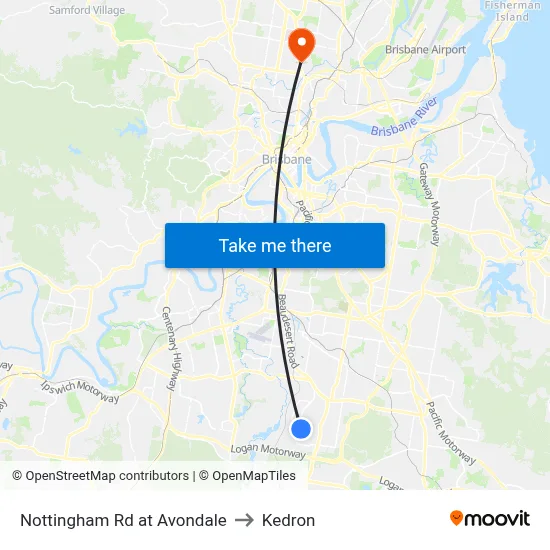 Nottingham Rd at Avondale to Kedron map