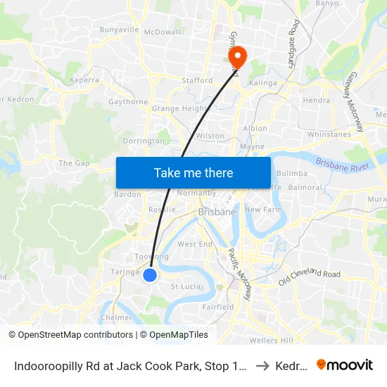Indooroopilly Rd at Jack Cook Park, Stop 18/19 to Kedron map