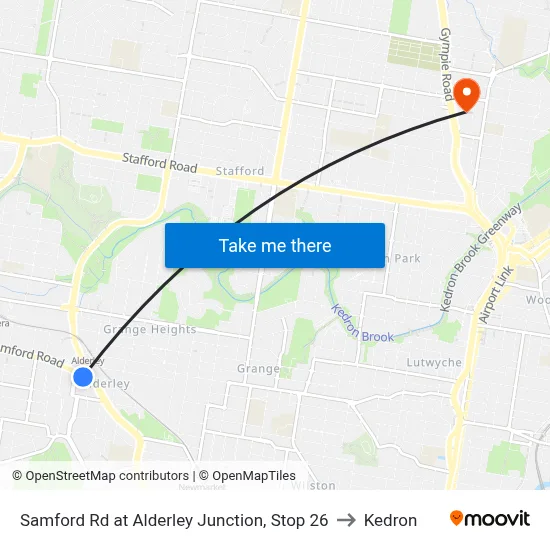 Samford Rd at Alderley Junction, Stop 26 to Kedron map